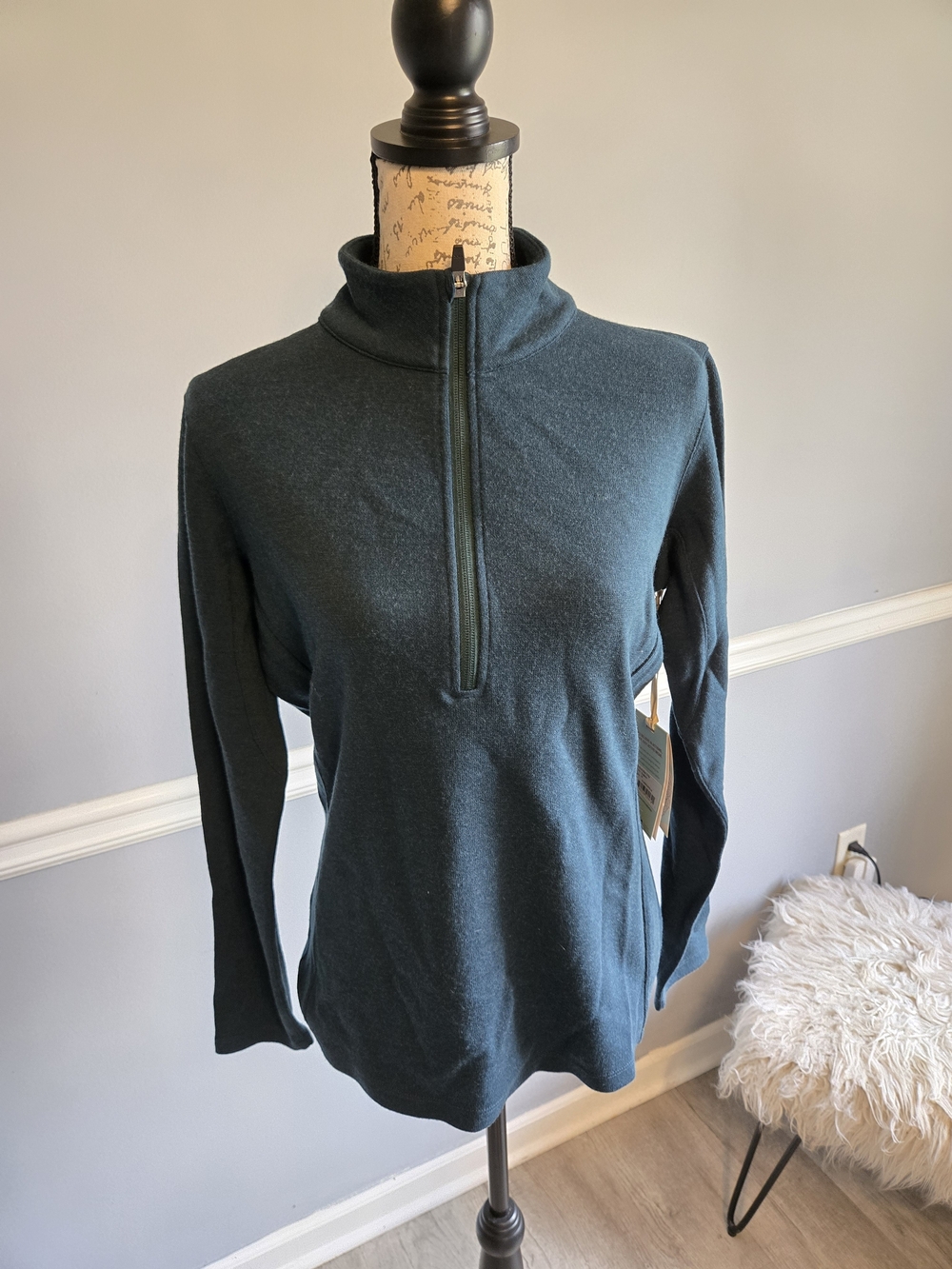 ibex Women's Teal Half-Zip Funnel Neck Pullover